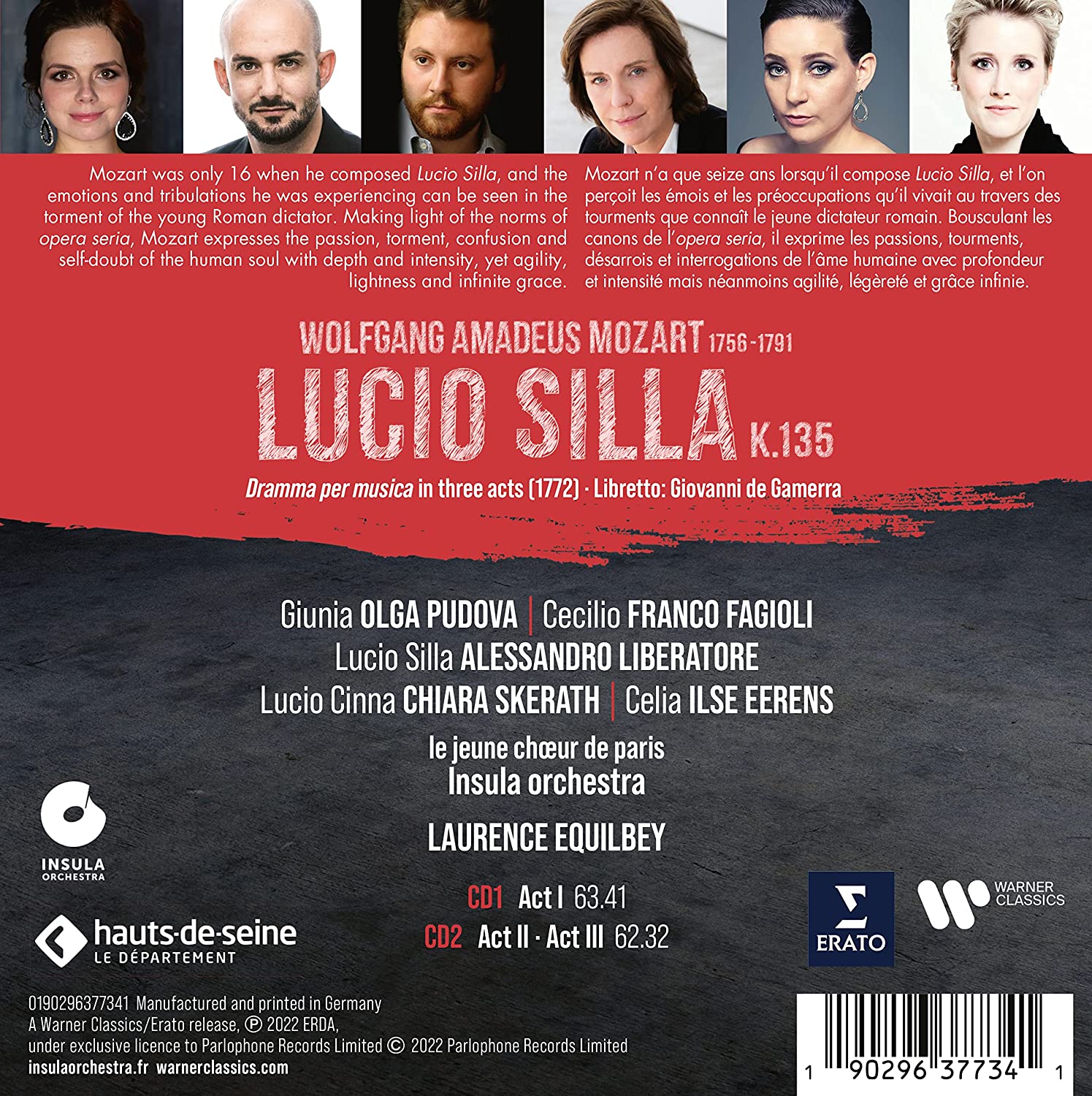 Mozart: Lucio Silla | Franco Fagioli, Olga Pudova, Alessandro Liberatore, Chiara Skerath, Ilse Eerens, Insula Orchestra, Laurence Equilbey