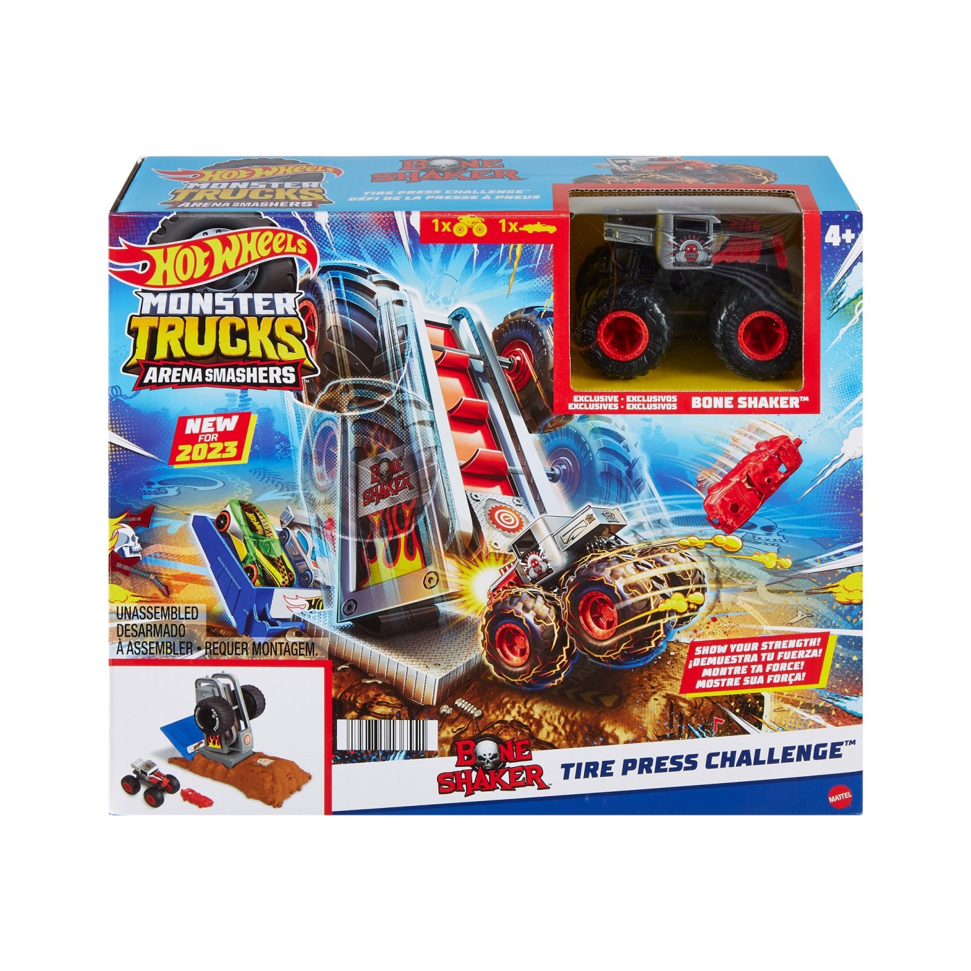 Joc - Hot Wheels Monster Truck Entry Challenge Arena Smashers - Tire Press | Mattel