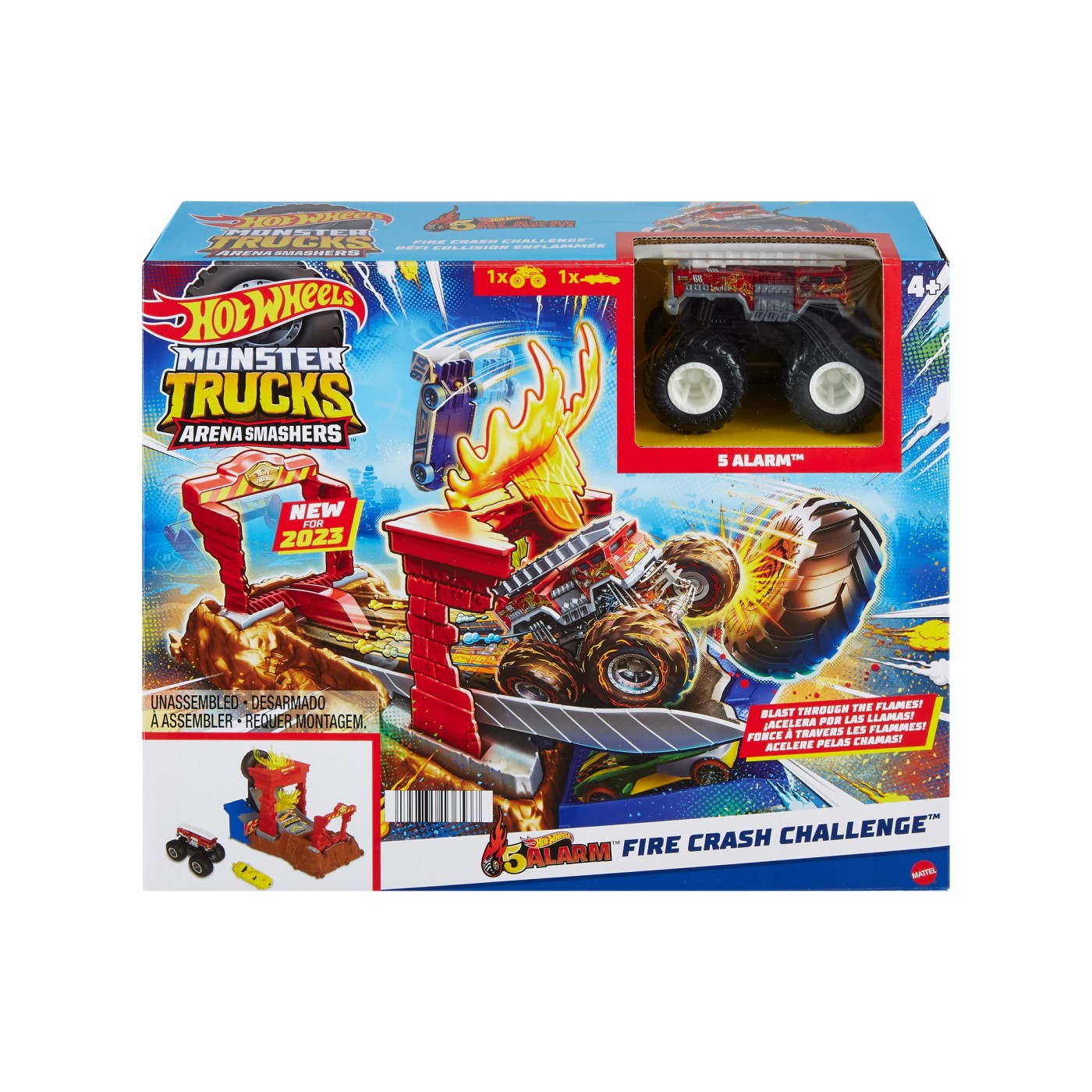 Joc - Hot Wheels Monster Truck Entry Challenge Arena Smashers, Fire Crash | Mattel