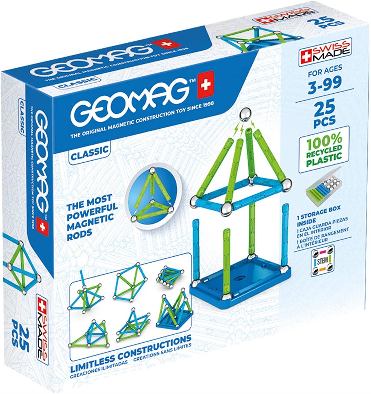  Set de constructie magnetic - Classic - Green Line, 25 piese | Geomag 