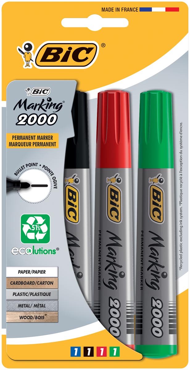 Set markere permanente - Multicolor - 4 buc. | Bic