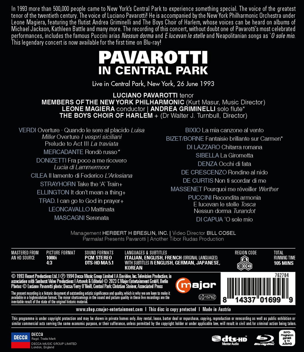 Pavarotti in Central Park (Blu-ray Disc) | Luciano Pavarotti