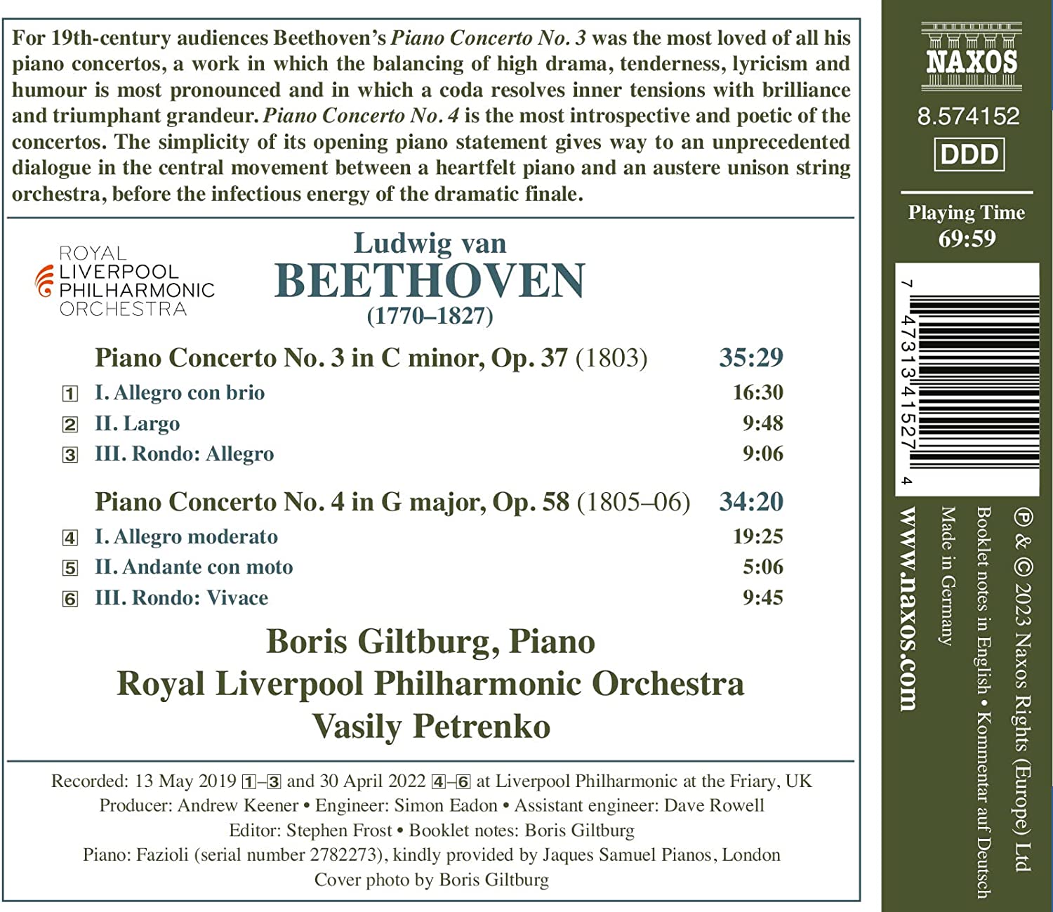 Beethoven: Piano Concertos Nos. 3 And 4 | Beethoven, Boris Giltburg, Vasily Petrenko