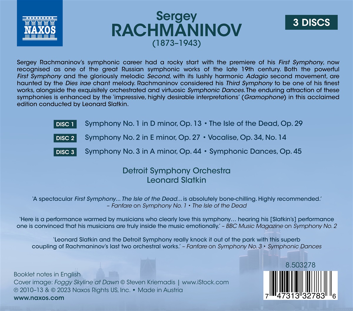 Rachmaninov: Complete Symphonies | Sergei Rachmaninov, Detroit Symphony Orchestra, Leonard Slatkin
