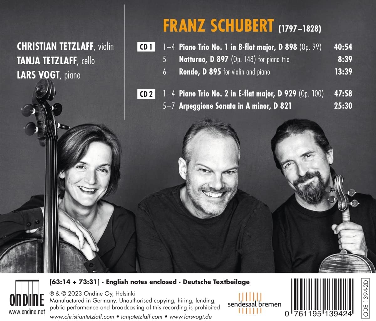 Schubert: Piano Trios. Notturno. Rondo. Arpeggione Sonata | Franz Schubert, Christian Tetzlaff, Tanja Tetzlaff