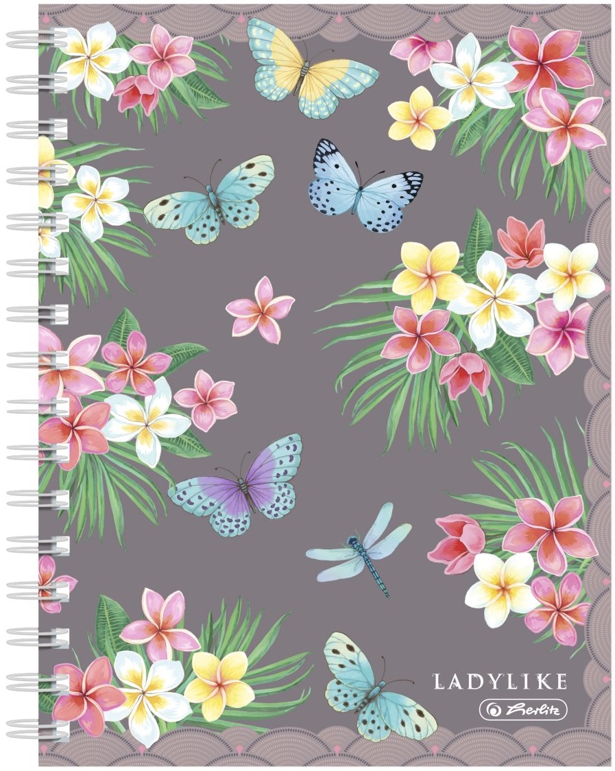 Caiet cu spirala - Matematica, A5, 100 file - Ladylike Butterflies | Herlitz