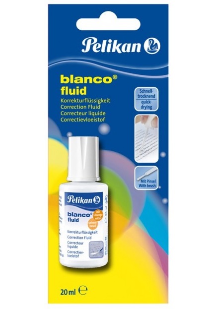 Corector fluid pe baza de solvent, cu pensula - Blanco | Pelikan