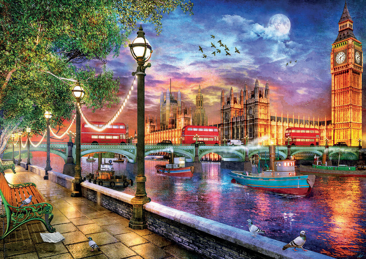 Puzzle 2000 piese - London at Sunset | Educa