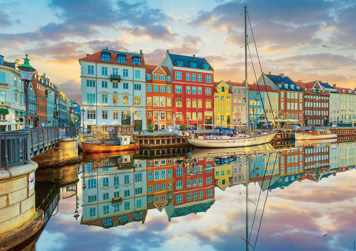 Puzzle 2000 piese - Sunset at Copenhagen Harbour | Educa