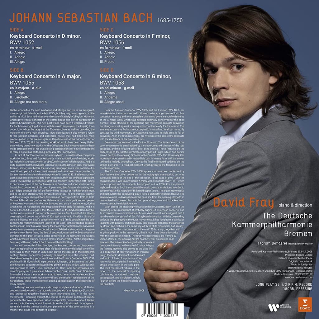 Bach: Keyboard Concertos - Vinyl | Johann Sebastian Bach, David Fray, Deutsche Kammerphilharmonie Bremen