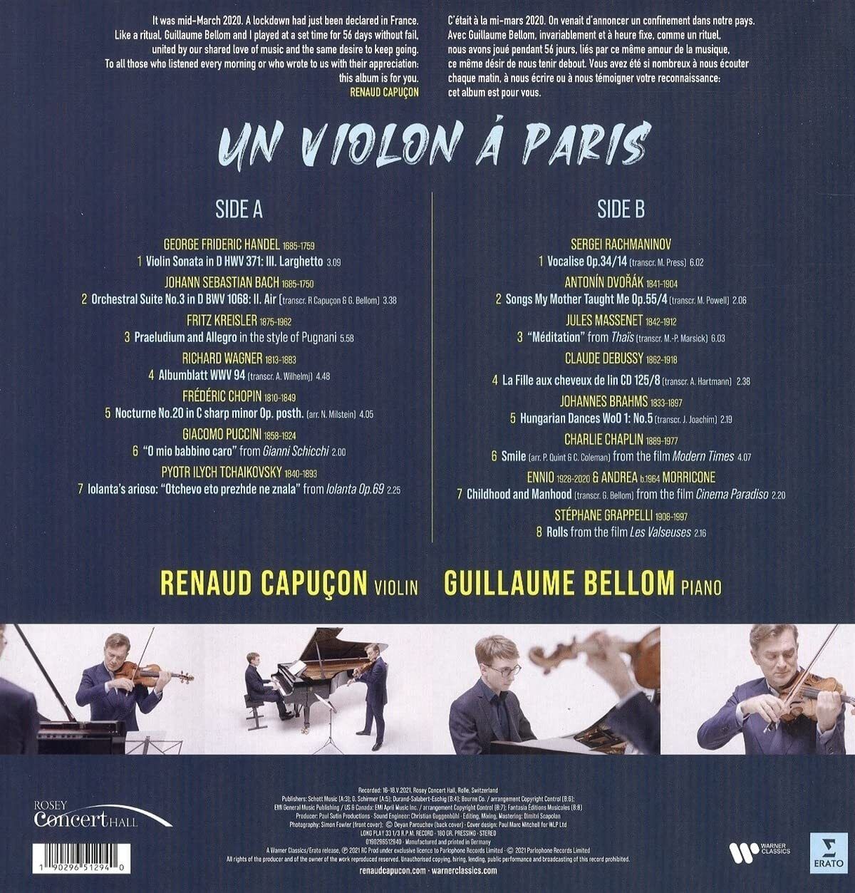 Un violon a Paris - Vinyl | Renaud Capucon, Guillaume Bellom, Various Composers