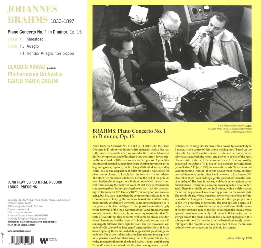 Brahms: Piano Concerto No. 1 - Vinyl | Johannes Brahms, Claudio Arrau, Carlo Maria Giulini