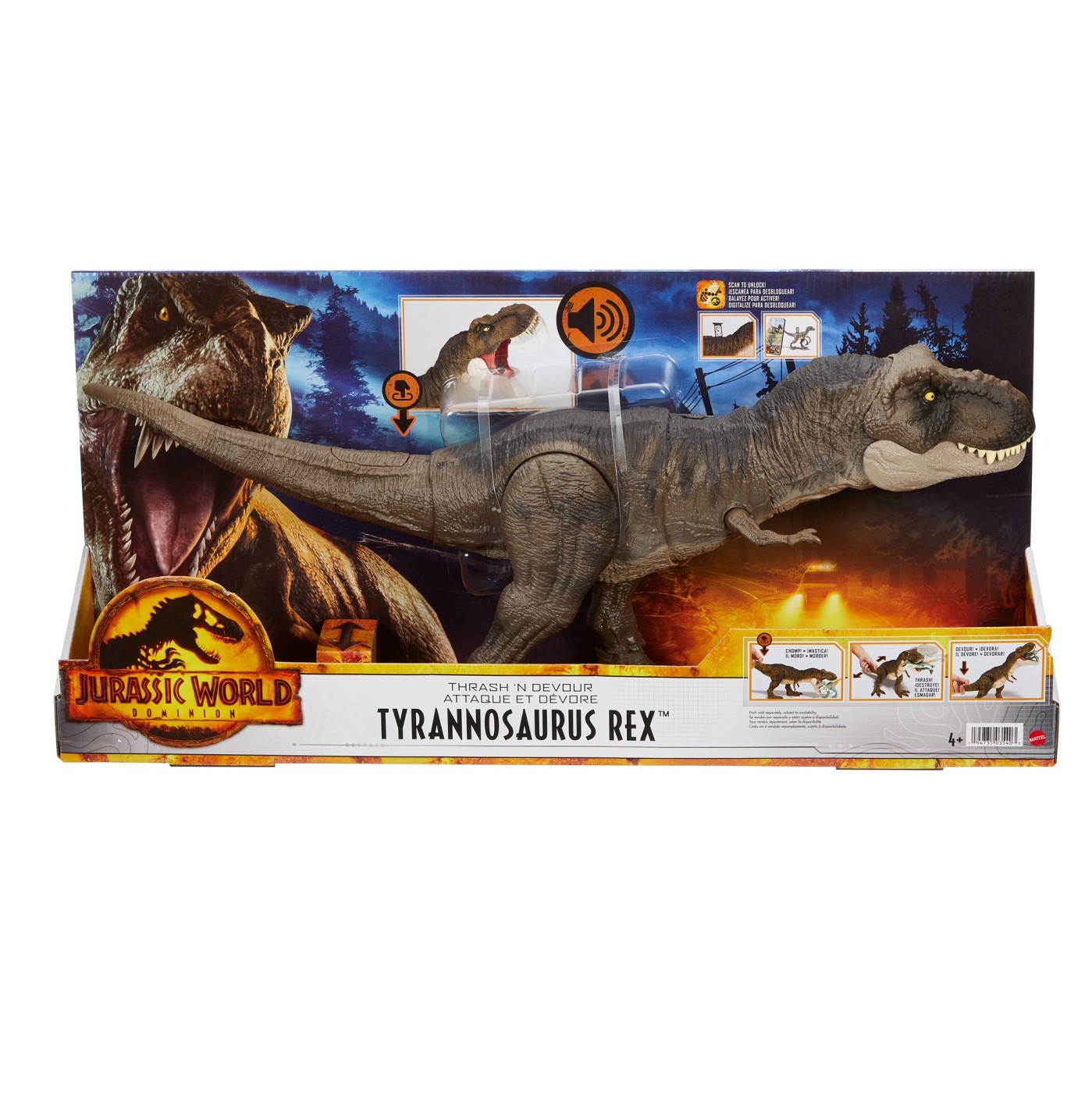Figurina - Jurassic World Dominion - Thrash \'N Devour - Tyrannosaurus Rex | Mattel
