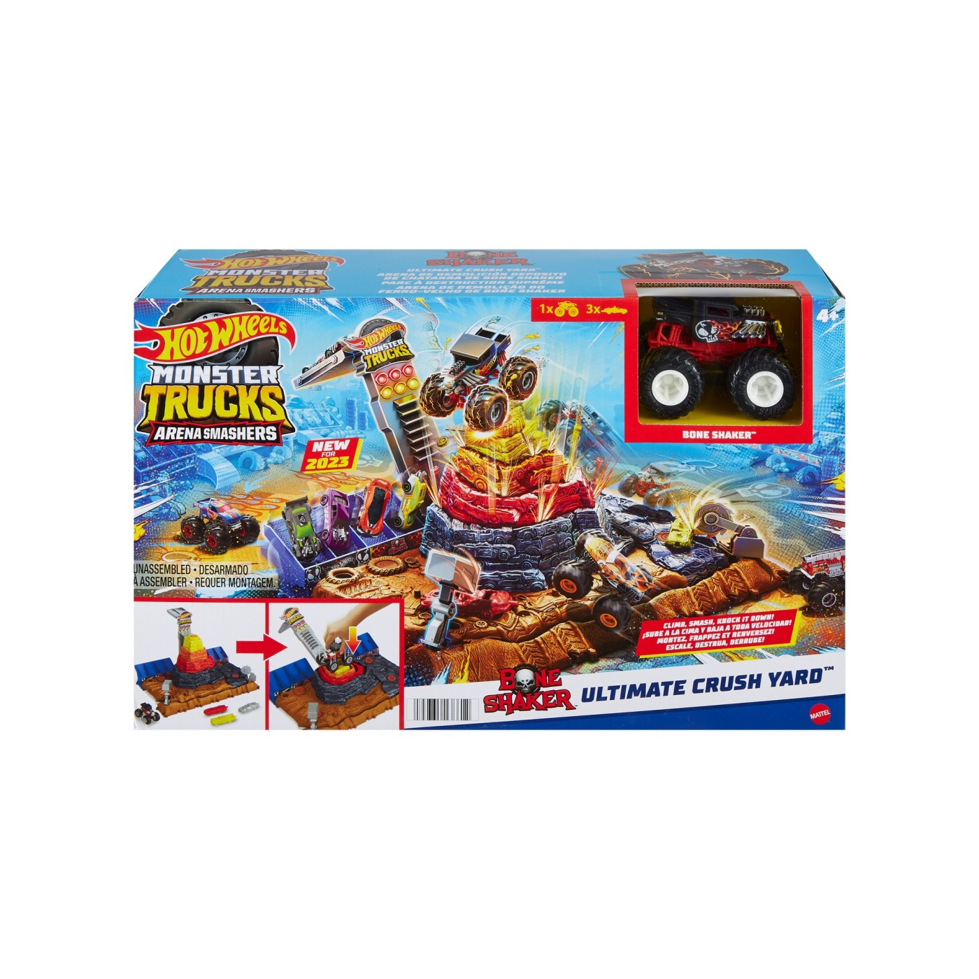 Set de joaca - Hot Wheels Monster Trucks Arena Smashers - Bone Shaker Ultimate Crush Yard | Mattel