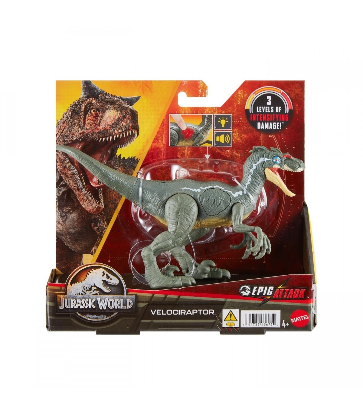 Figurina - Jurassic World - Epic Attack - Velociraptor | Mattel