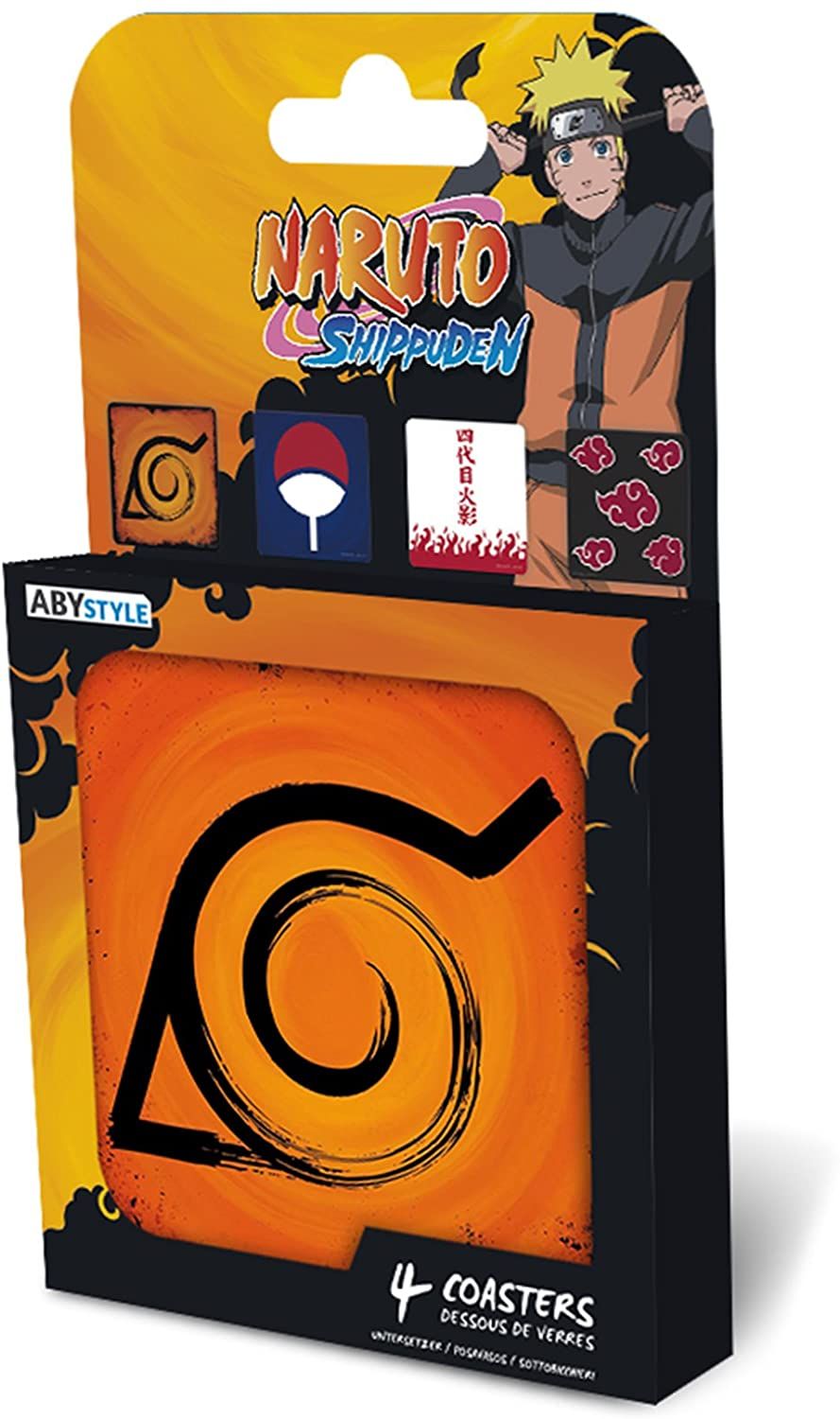 Set 4 suporturi pahare - Naruto Shippuden - Emblems | AbyStyle