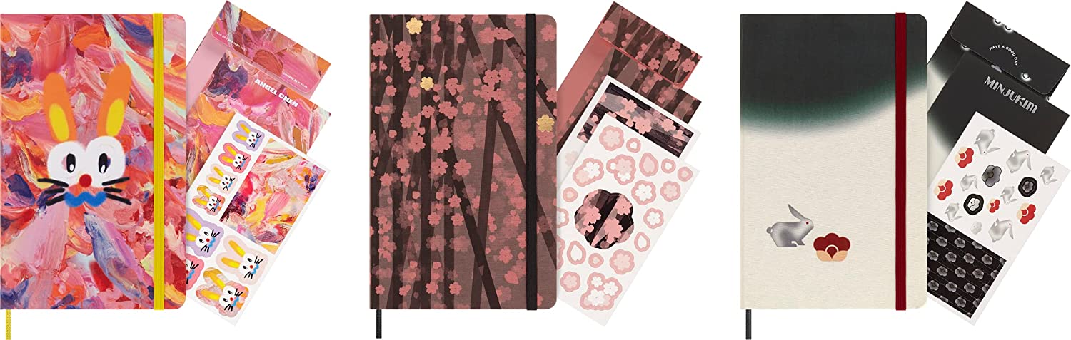 Set 3 carnete - Moleskine Asian Collection 2023: Sakura Notebook + 2 Year of the Rabbit Notebooks, Hard Cover, Large | Moleskine - 2 | YEO