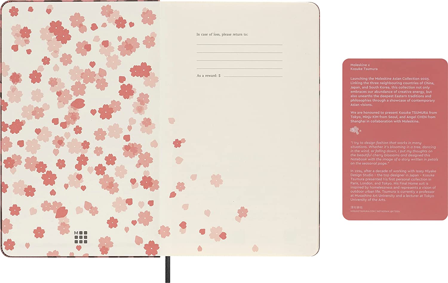 Carnet - Moleskine Limited Edition - Sakura - Fabric Hard Cover, Pocket, Ruled - Kosuke Tsumura | Moleskine