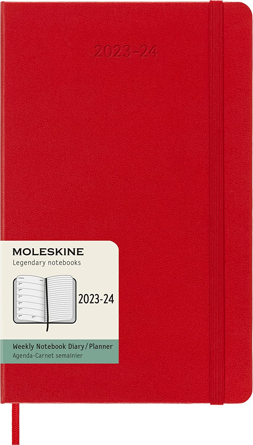 Agenda 2023-2024 - 18-Month Weekly Planner - Large, Hard Cover - Scarlet Red