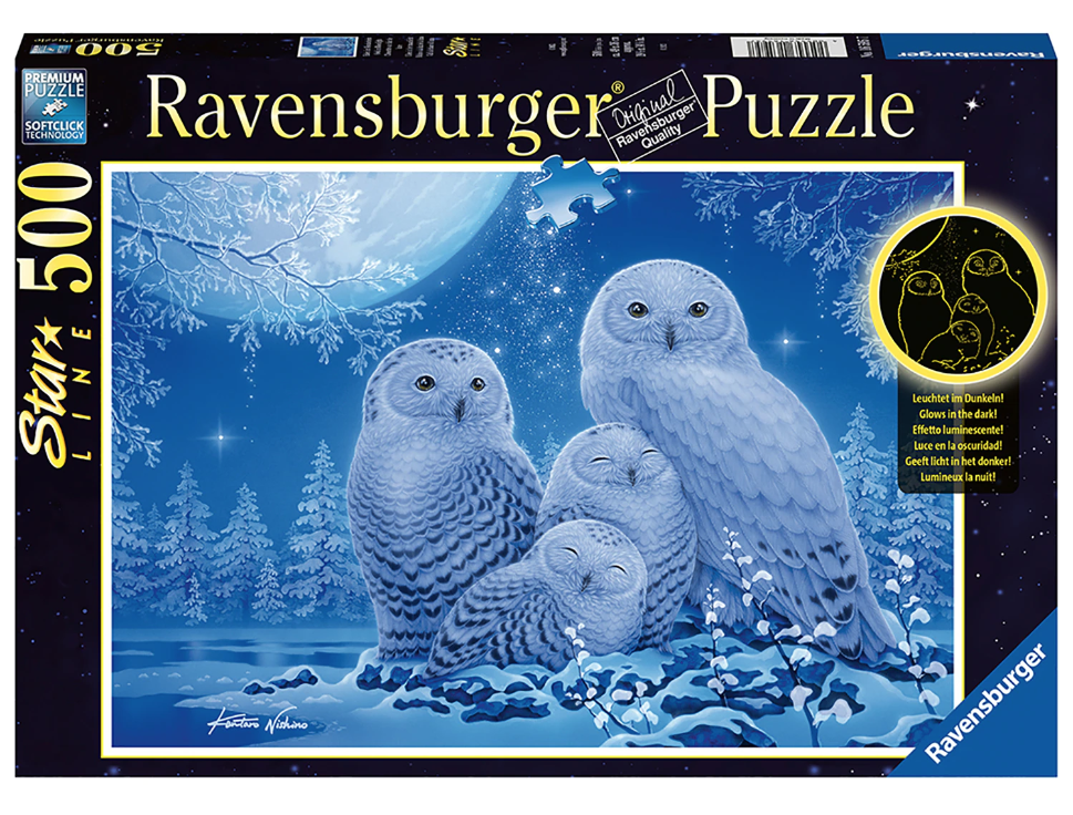 Puzzle 500 piese - Glow in the dark - Owls | Ravensburger - 1