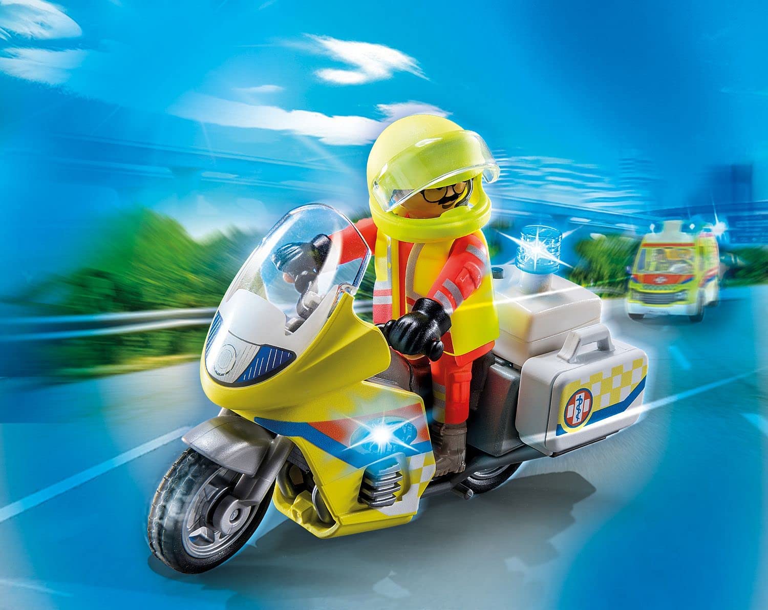 Set de joaca - City Life - Motocicleta de interventii cu lumini | Playmobil - 1