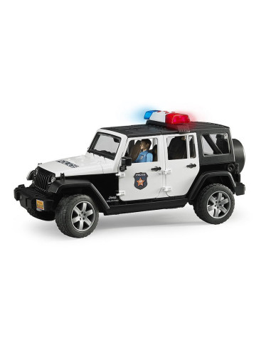 Masina - Jeep Wrangler Unlimited Rubicon de politie cu sirena si figurina | Bruder