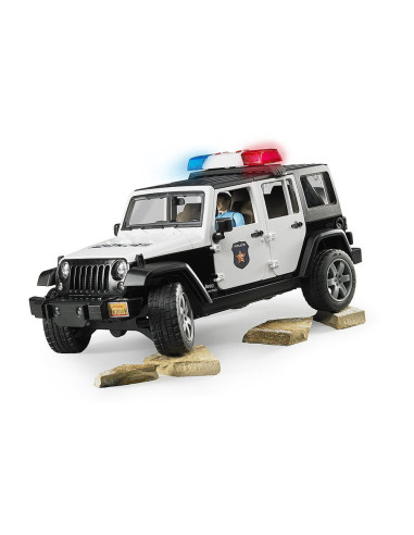 Masina - Jeep Wrangler Unlimited Rubicon de politie cu sirena si figurina | Bruder - 2