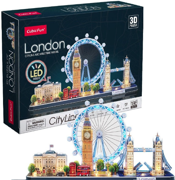  Puzzle 3D Led - Londra - 186 piese | CubicFun 