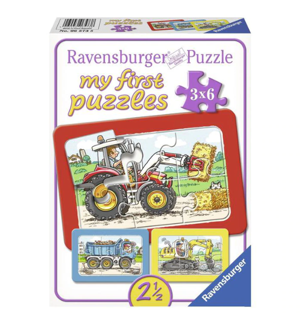 Puzzle clasic - Excavator, tractor si basculanta - 18 piese | Ravensburger - 3 | YEO