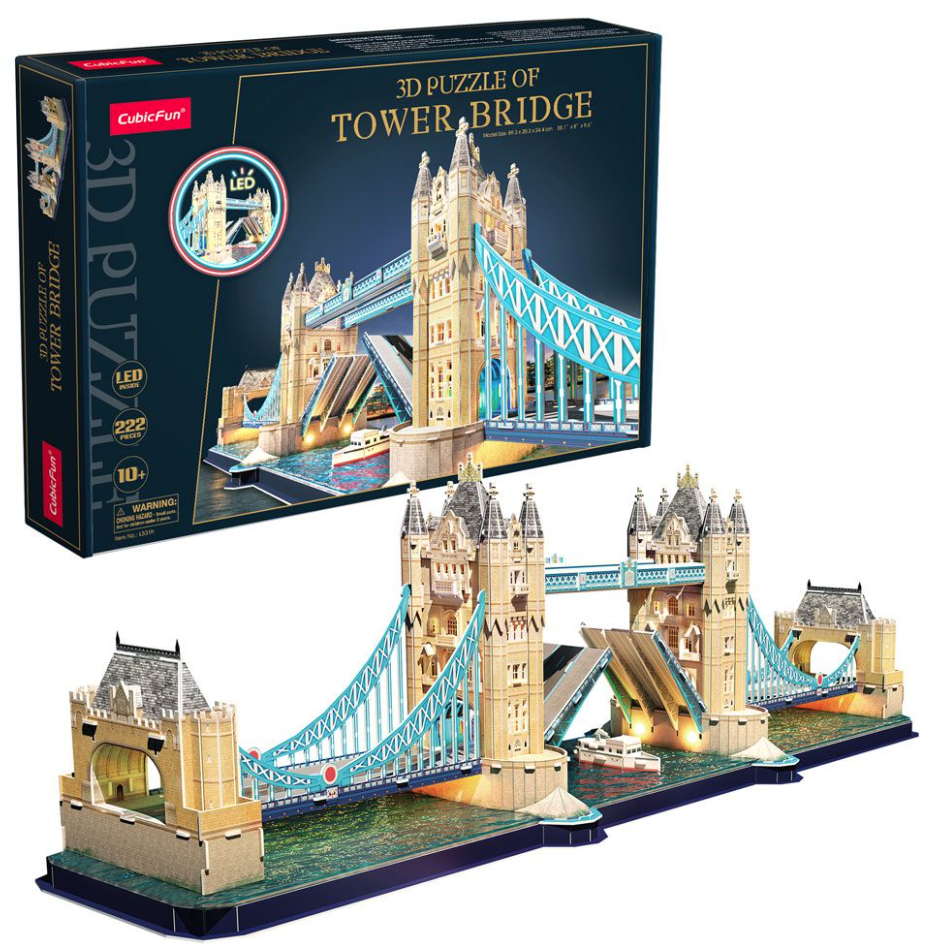 Puzzle 3D led - 222 piese - Tower Bridge | CubicFun - 3