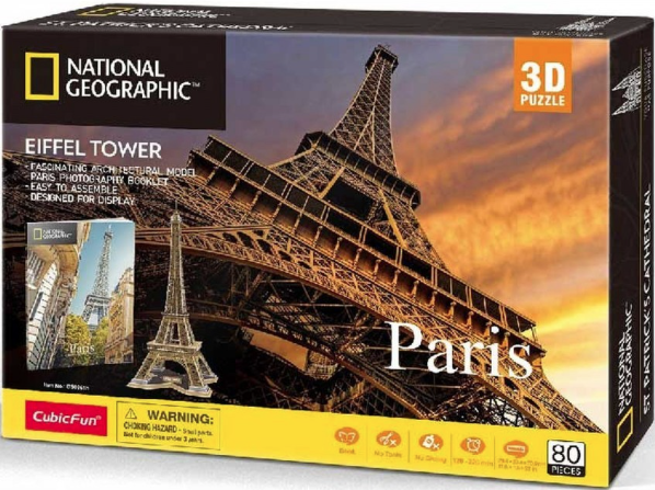 Puzzle 3D+brosura - 80 piese - Paris | CubicFun - 2