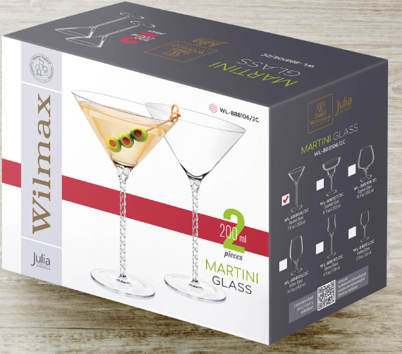 Set 2 pahare cu picior - Martini | Wilmax