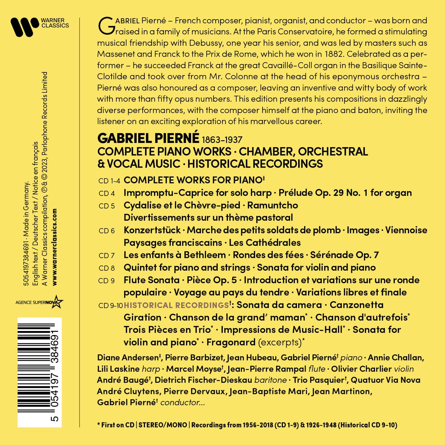 Pierne: Complete Piano Works, Chamber, Orchestral & Vocal Music, Historical Recordings | Various Artists