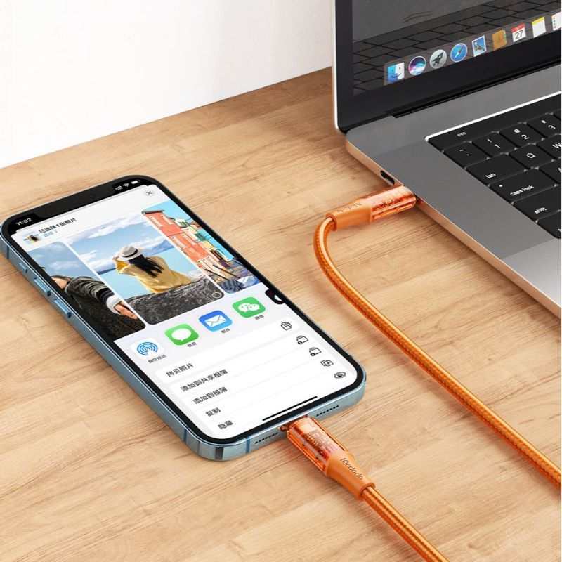 Cablu USB C - Amber Series Fast Charging Type-C la Lightning, 36W, 1.2m Orange | Mcdodo - 5 | YEO