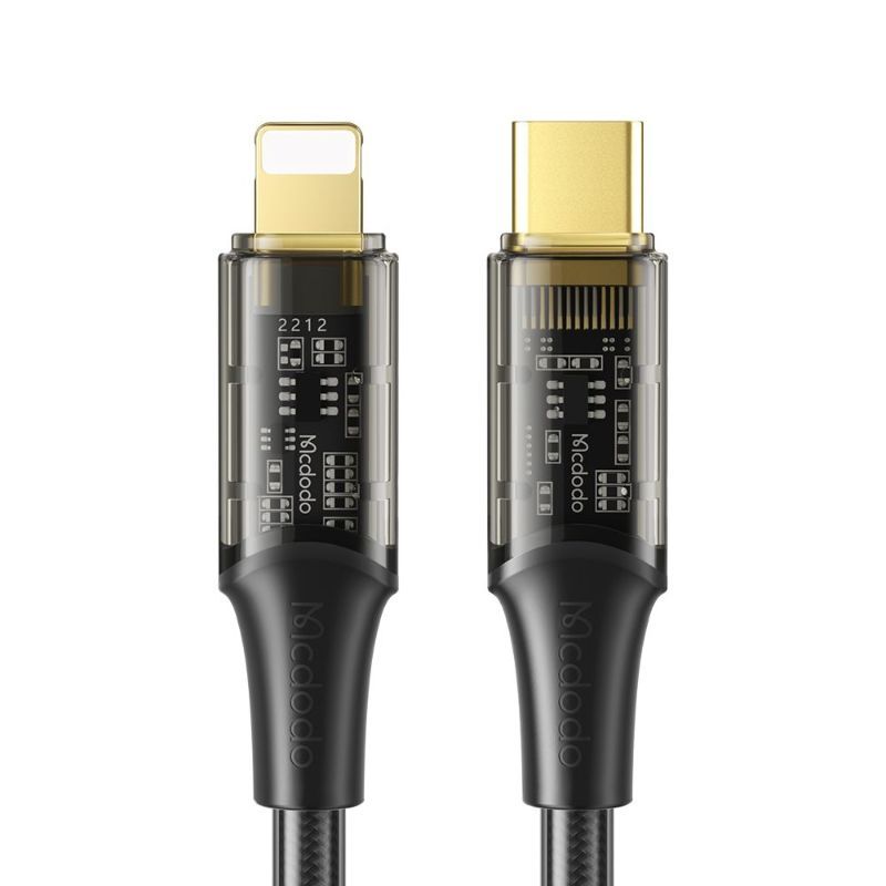 Cablu USB C - Amber Series Fast Charging Type-C la Lightning, 36W, 1.2m Black | Mcdodo