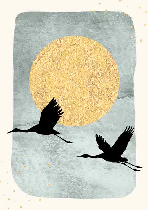 Felicitare - Moonstone - Sun Cranes in Flight | Artige