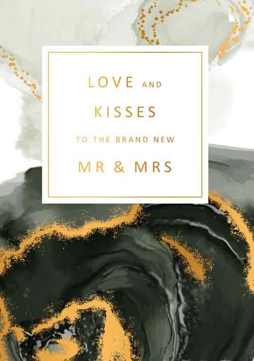 Felicitare - Gold Rush - Love and Kisses to the New Mr & Mrs | Artige
