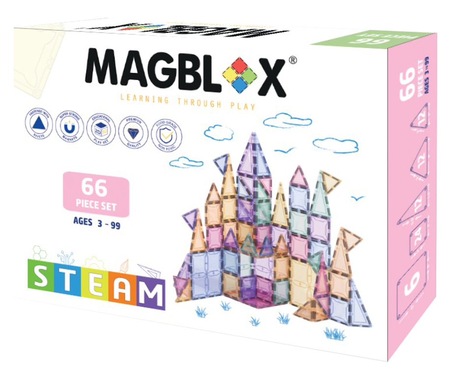 Set magnetic - 66 piese de constructie pastel transparent | JC Ingenium - 5 | YEO