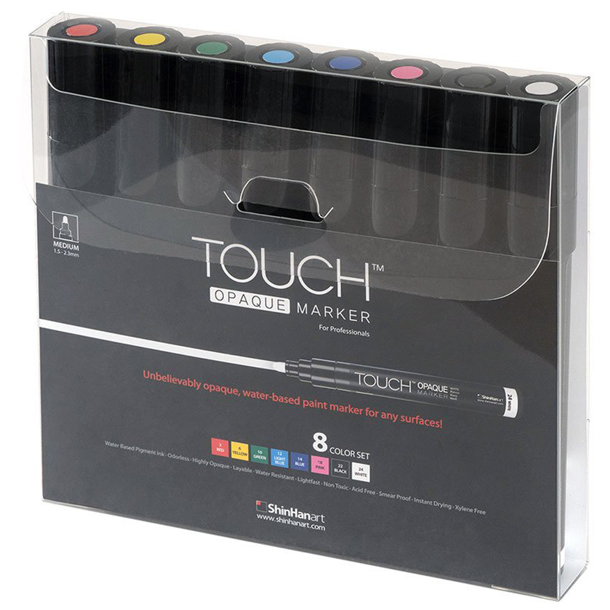 Set 8 markere acrilice - Touch Opaque - Multicolor | Shin Han - 3 | YEO