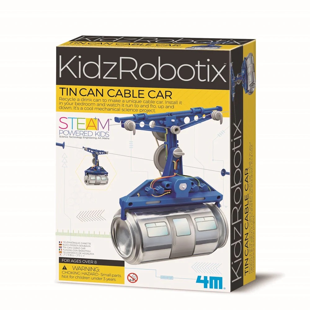 Kit constructie robot - Kids Robotix - Tin Can Cable Car | 4M - 2 | YEO