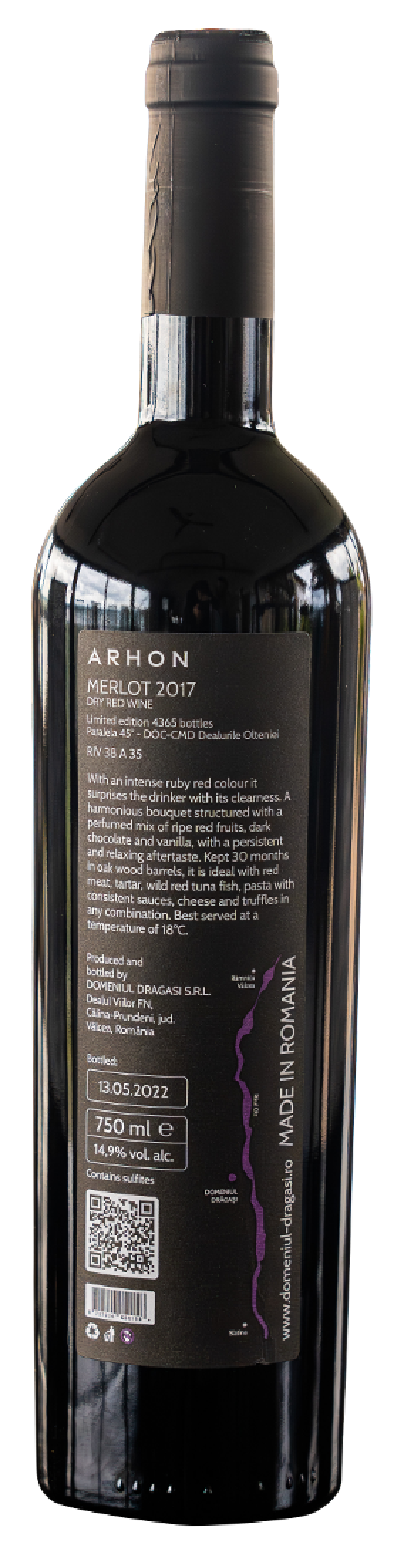 Vin rosu - Don Pelerin Arhon - Merlot, sec, 2017 | Domeniul Dragasi