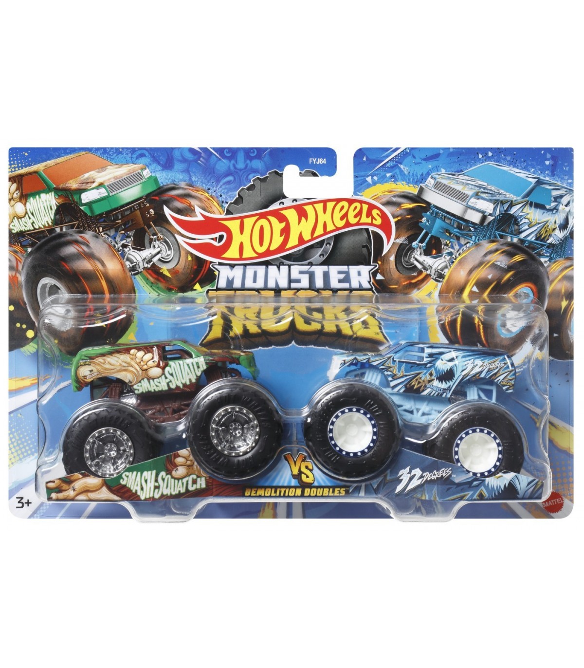 Set 2 masini Hot Wheels Monster Truck - Smash Squatch si Degrees | Hot Wheels