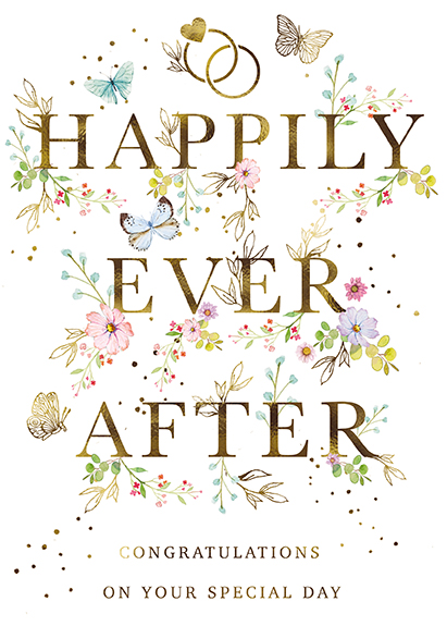 Felicitare - Rose Wonder - Happily Ever After Typographic | Great British Card Company