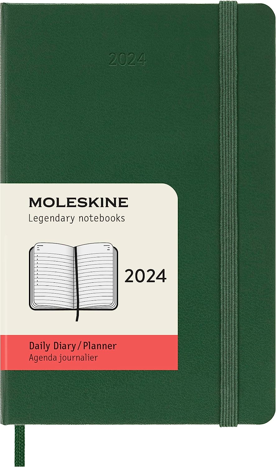 Agenda 2024 - 12-Months Daily Planner - Pocket, Hard Cover - Myrtle Green | Moleskine - 7 | YEO