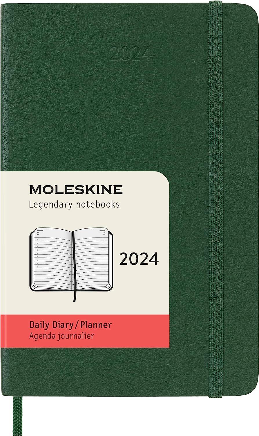 Agenda 2024 - 12-Months Daily Planner - Pocket, Soft Cover - Myrtle Green | Moleskine - 7 | YEO