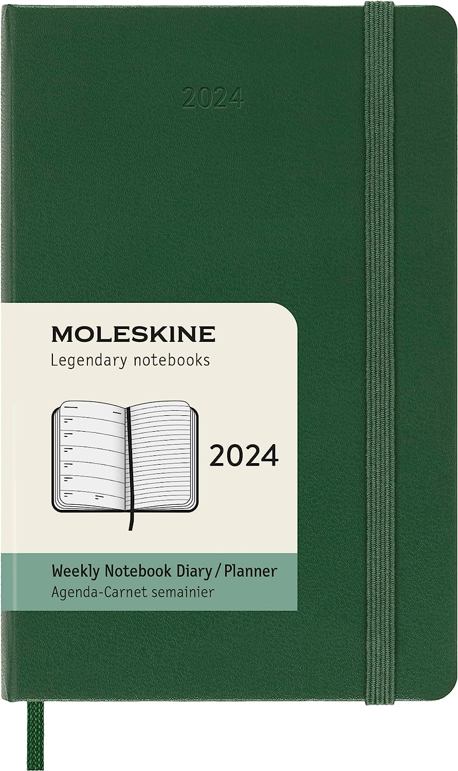 Agenda 2024 - 12-Months Weekly Planner - Pocket, Hard Cover - Myrtle Green | Moleskine - 6 | YEO