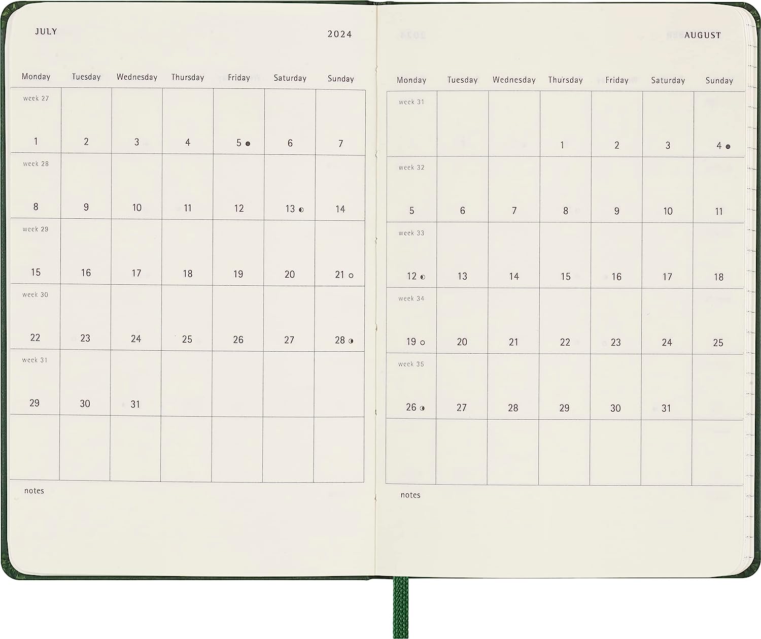 Agenda 2024 - 12-Months Weekly Planner - Pocket, Hard Cover - Myrtle Green | Moleskine - 3 | YEO