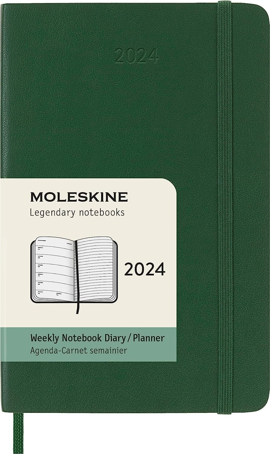 Agenda 2024 - 12-Months Weekly Planner - Pocket, Soft Cover - Myrtle Green | Moleskine - 6 | YEO