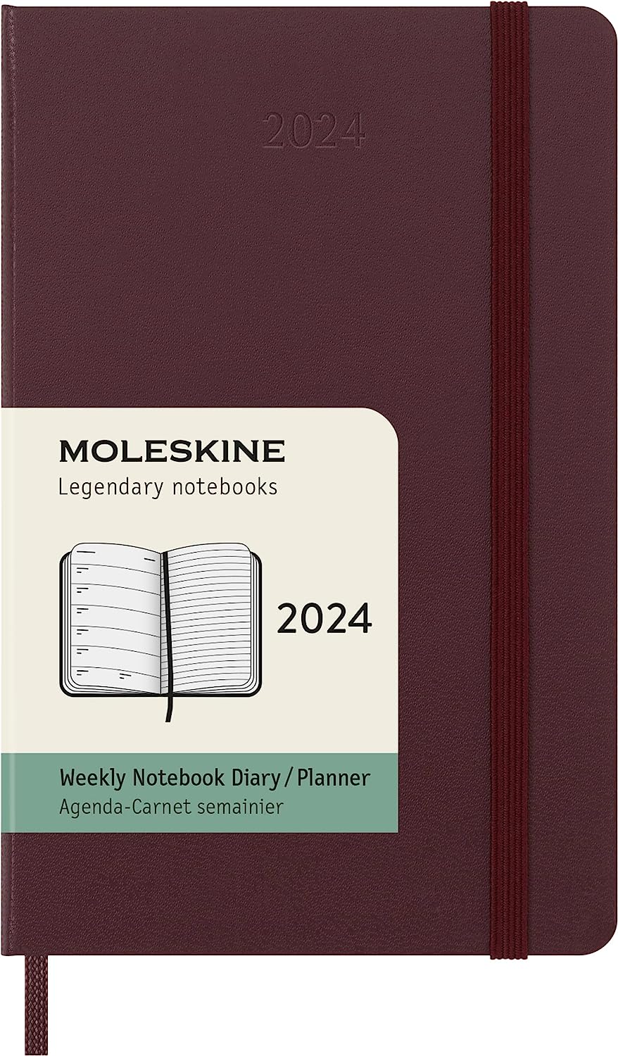 Agenda 2024 - 12-Months Weekly Planner - Pocket, Hard Cover - Burgundy Red | Moleskine - 6 | YEO