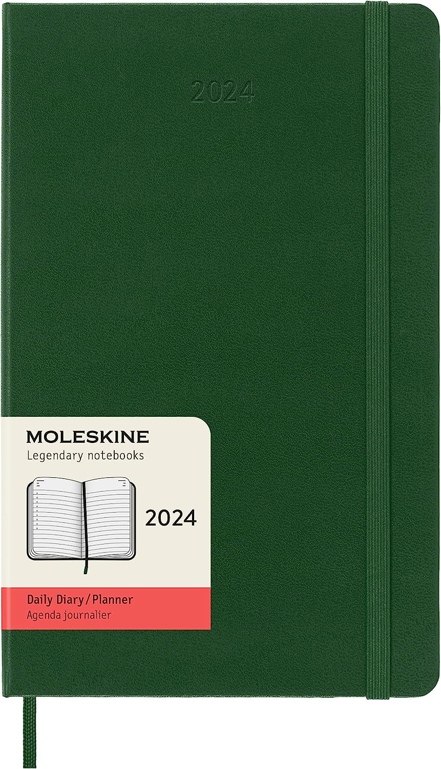 Agenda 2024 - 12-Months Daily Planner - Large, Hard Cover - Myrtle Green | Moleskine - 7 | YEO